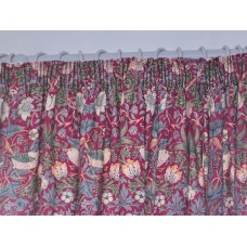 William Morris Crimson Strawberry Thief Lined Curtain Pairs
